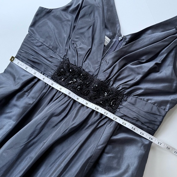 Rickie Freeman Teri John Silk Bead Embellished Silvery Blue Sleeveless Gown 12 - Picture 9 of 12